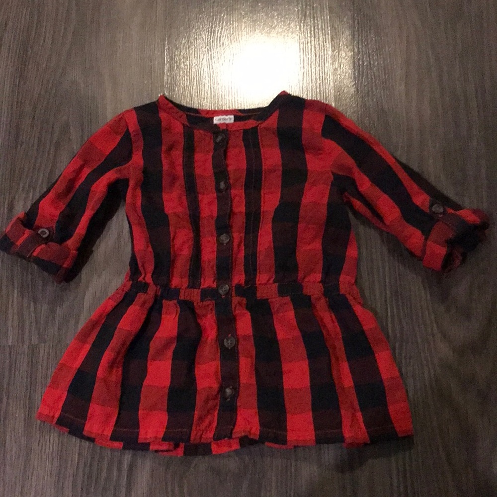 Carter’s Red and Black Plaid Tunic Peplum Shirt size 3T